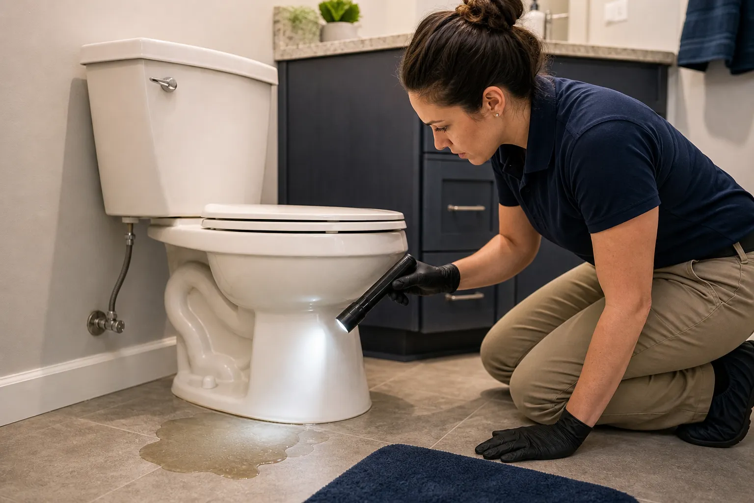 Stop a toilet leak at the base