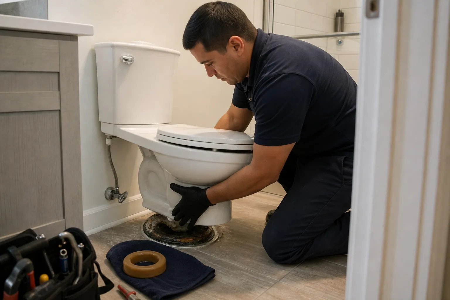 Stop leaks at the toilet base