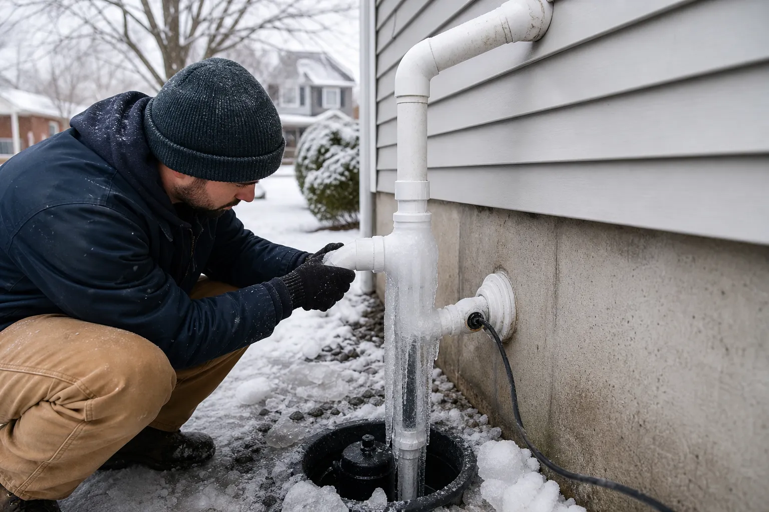 Frozen discharge line