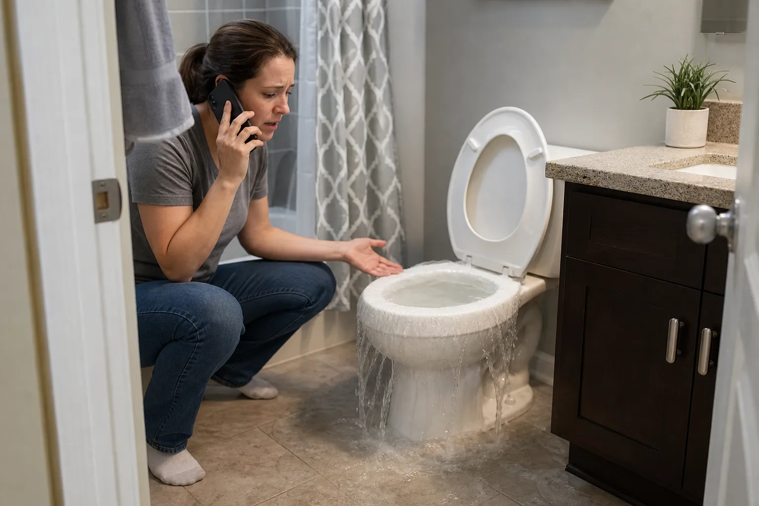 Overflowing toilet