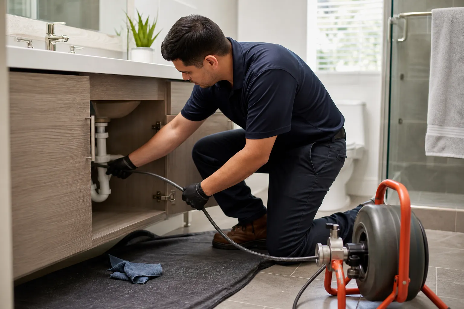 Bathroom drain cleaning