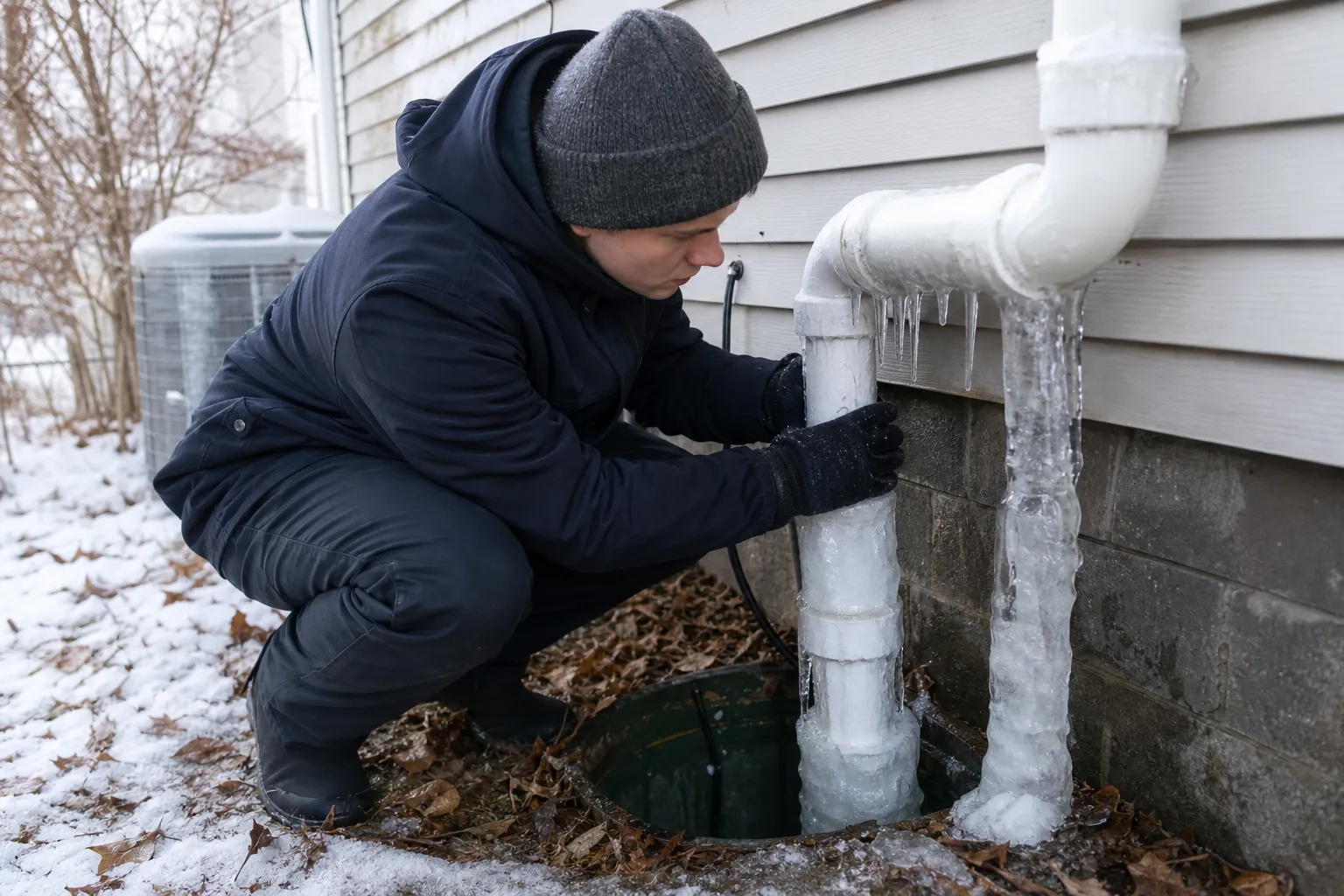 Clear the frozen discharge line