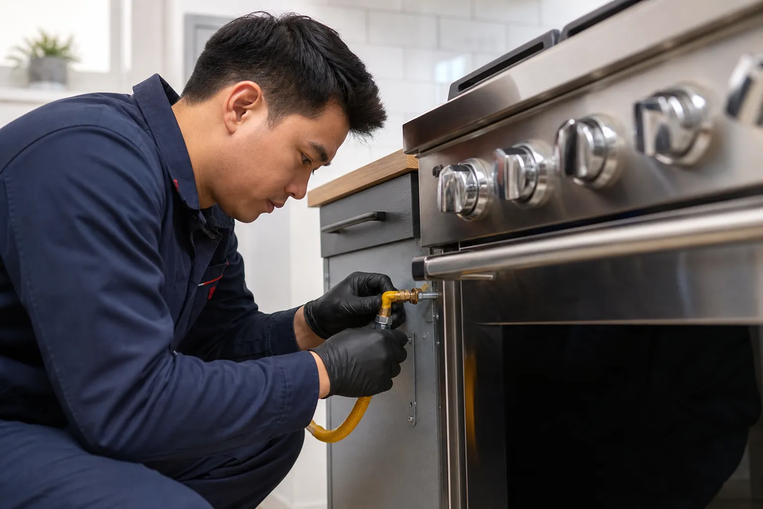 Appliance gas line connection