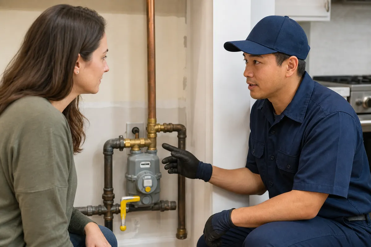 Gas line service with clear scope